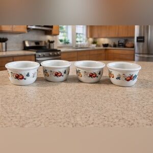 Vintage Corelle Coordinates Stoneware Ramekins in the "Chutney" Pattern